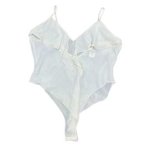 NEW VINTAGE Cacique Lingerie Cream Colored Semi Sheer Body Suit Women's Large